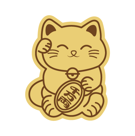 招财猫足金手机贴